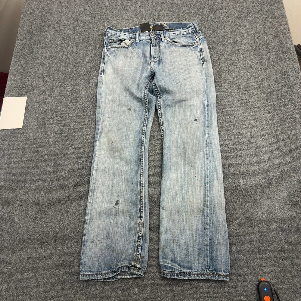 Helix Jeans Mens 32x32 Blue Denim Slim Boot Distressed Y2K Streetwear